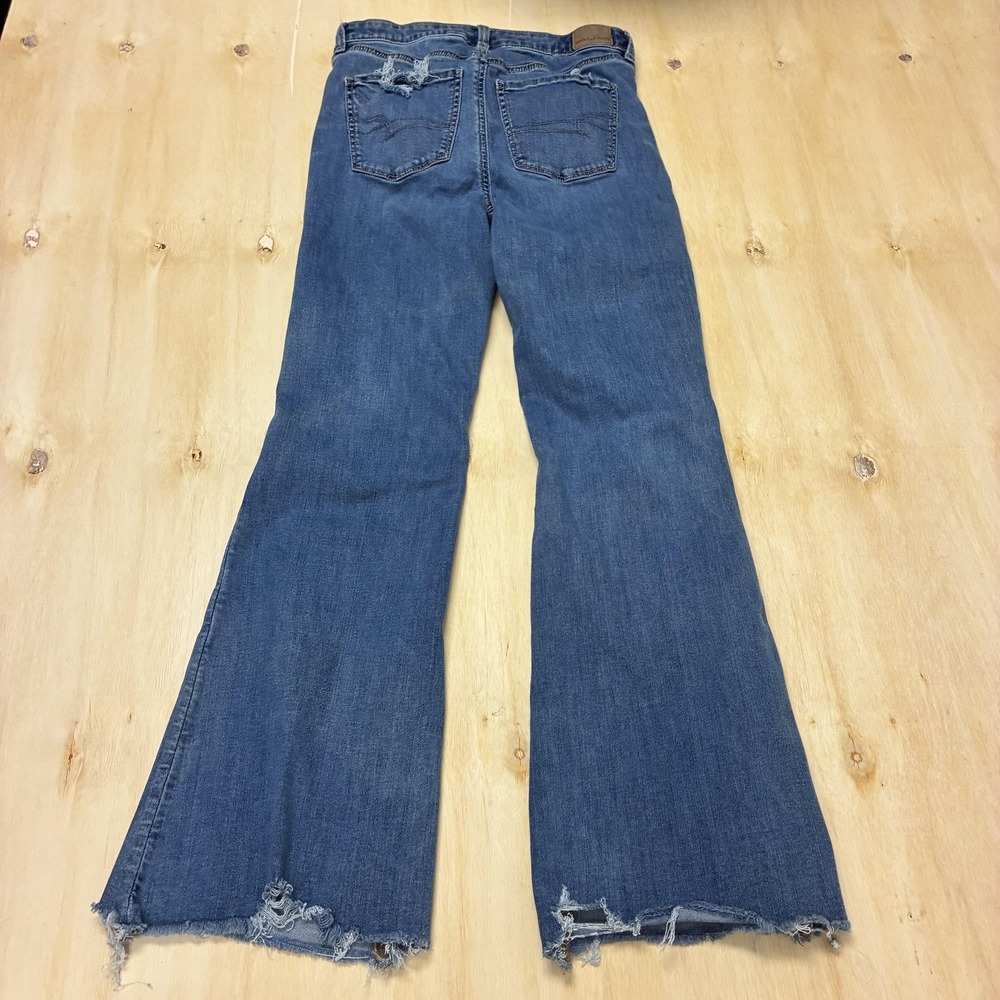 American Eagle Outfitters Next Level Stretch Flare Jeans Womens 8 Distressed - Picture 4 of 11